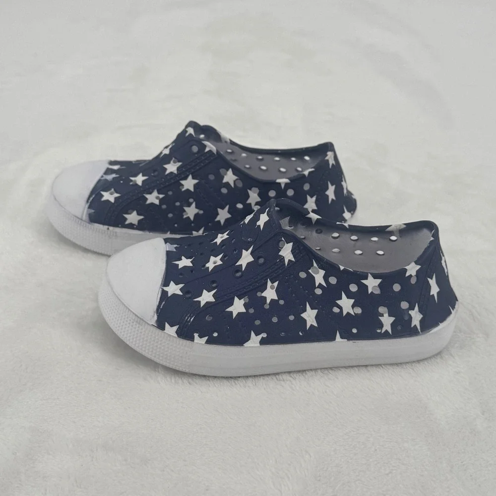 Capelli Kids Shoes Sz 7 Navy & White Star Print Slip On Sneakers Water Shoe USA